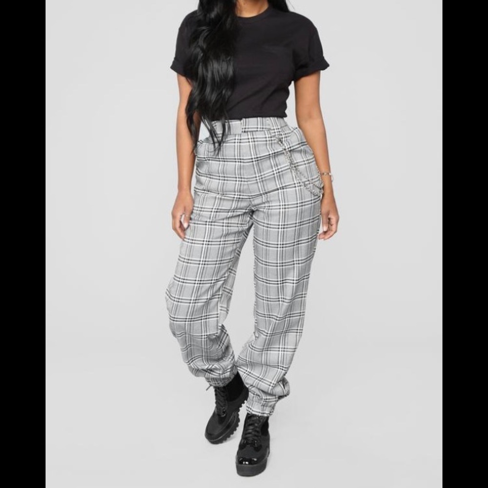 plaid fashion nova joggers